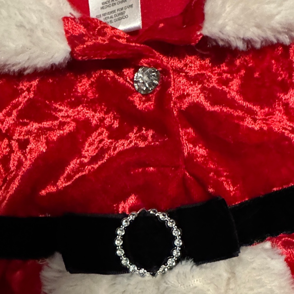 Little Lass Red Velvet dress with White Trim - Picture 3 of 5